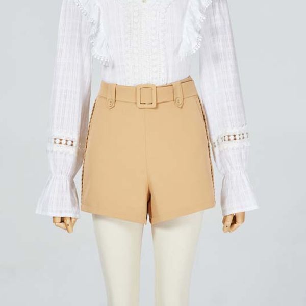 

fall/winter fashion shorts with belt zip, White;black