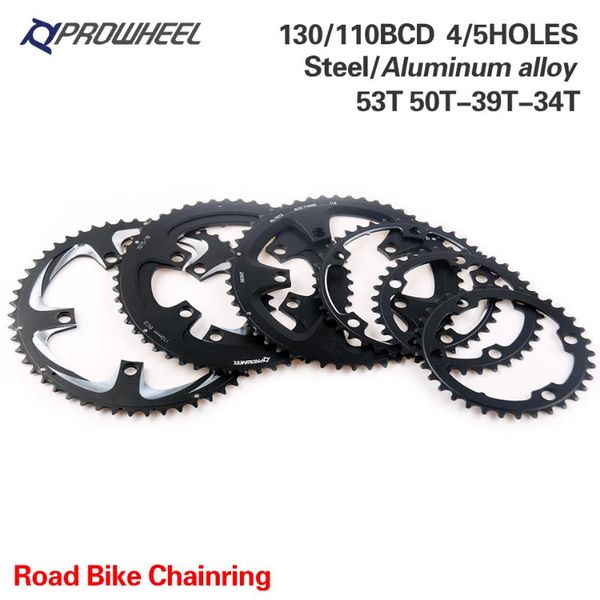 

bike heels & chainwheels prowheel road bicycle chainring 110bcd 130bcd 34/39/50/53t sprocket 8/9/10/11 speed chainwheel for double cran