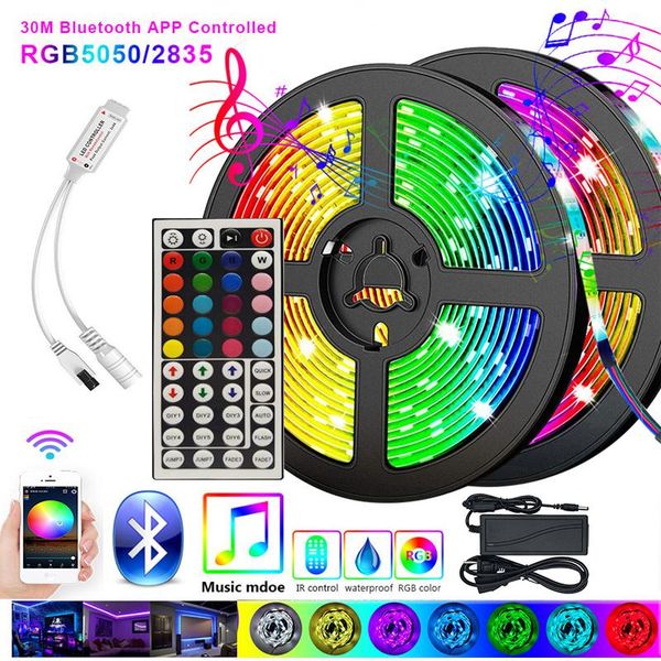 

strips led strip light 5m 10m 2835 15m rgb diode with bluetooth controller household power adapter