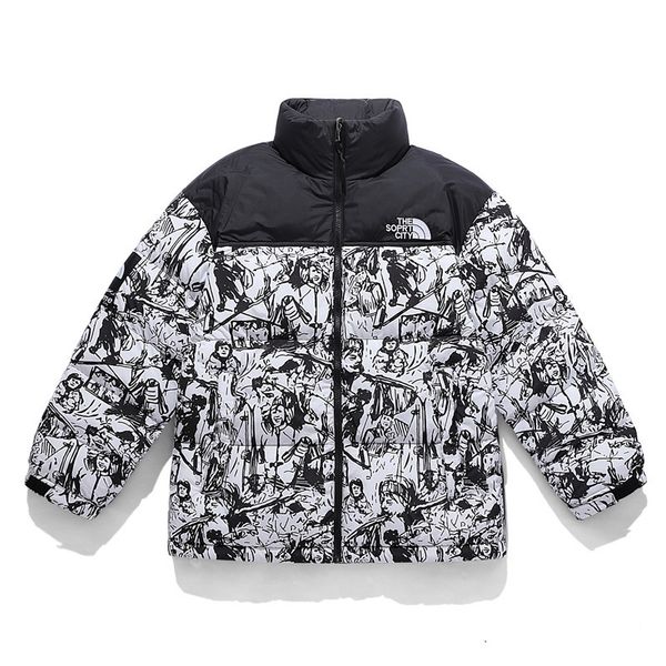 

winter casual cotton clothes men's and women's same fashion brand down stand collar loose jacket warm, Black