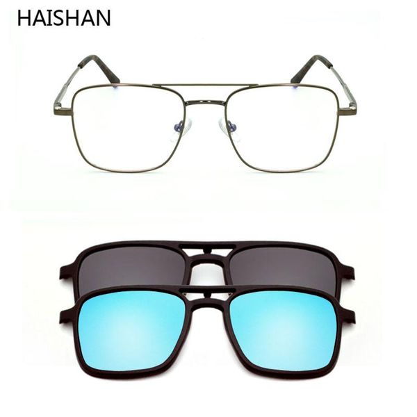 

fashion sunglasses frames polarized magnetic protective glasses anti-uv400 silver myopia magnet adsorption night vision clip on frame, Black