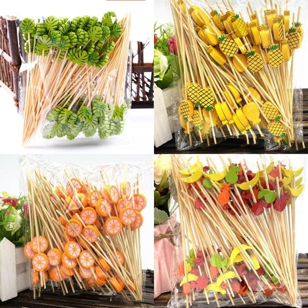

forks 100 pcs disposable bamboo picks fruit cocktail handmade toothpicks picnic