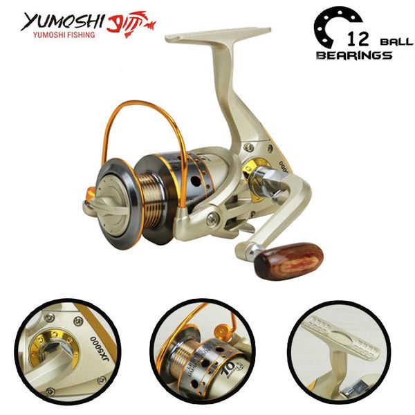 

baitcasting reels yumoshi 5.5:1 12 ball bearing 1000-7000 fishing carp salt water surf spinning reel feeder molinete casting high shimano