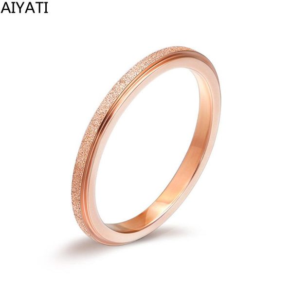 

wedding rings japan and south korea rose gold color ring titanium matte female fashion elegance shine jewelry for women, Slivery;golden