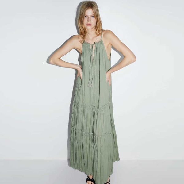 

women's tanks & camis solid armygreen cotton maxi dress women sleeveless tassel strap summer dresses beach wear vestidos ncoi, White
