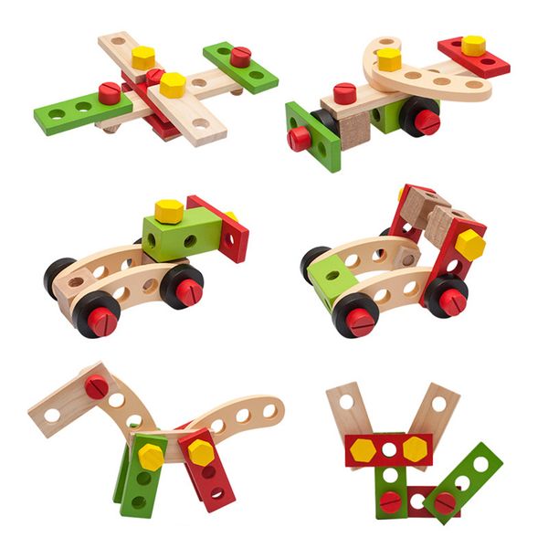 

kids wooden toy repair kit disassembly tools set screw driver toolbox simulation play house toys for kids interactive game#38