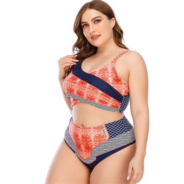 

one-piece suits plus size women bikinis set 2021 printed bikini swimsuit female swimming bathing suit large swimwear beachwear 5xl