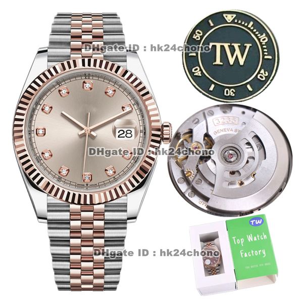 10 estilos Relógios de luxo 126331 TW 41mm 904L de aço inoxidável Cal.3235 relógio automático relógio de safira cristal rosa dial rosa ouro ouro pulseira pulseira relógios de pulso