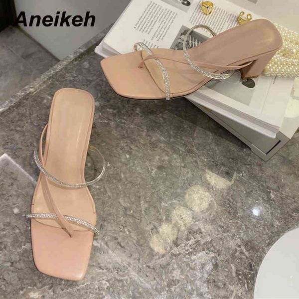 

summer sapatos das mulheres squared toe bling concise slippers stiletto heels pvc shallow outside solid size 35-39 210507, Black