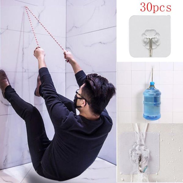 

hooks & rails 30pcs wall strong transparent suction cup sucker hanger kitchen bathroom multi use adhesive hook door traceless organizer