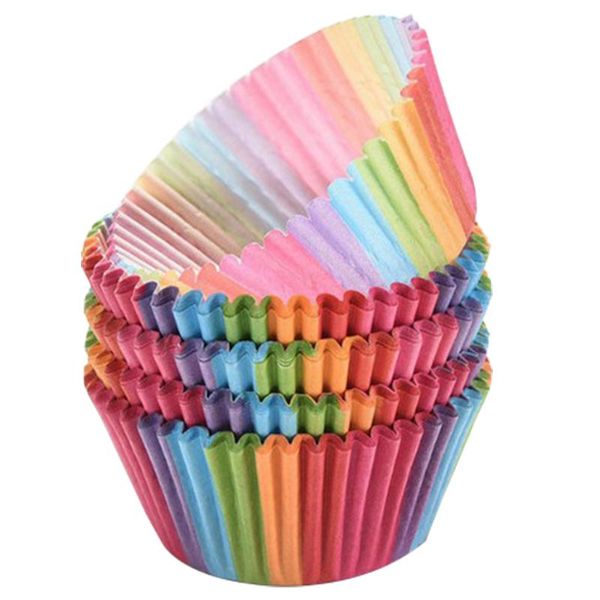

disposable cups & straws 100pcs rainbow color cupcake liner paper baking cup muffin cases cake mold small box decorating tools