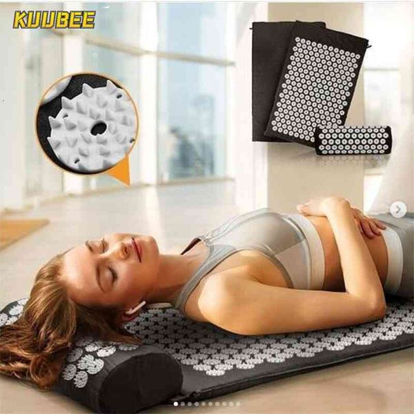 

yoga massage mat acupressure relieve stress back body pain spike cushion