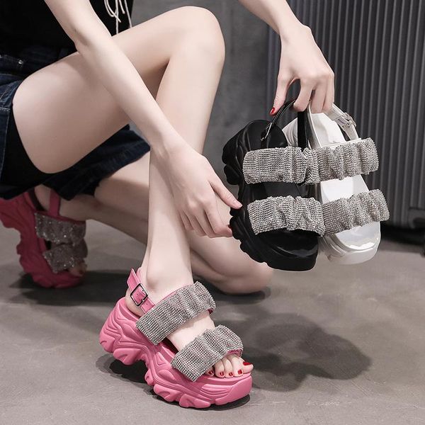 

dress shoes roman sandals female shoe clogs wedge 2021 summer muffins high heels espadrilles platform gladiator girls comfort flat fash, Black