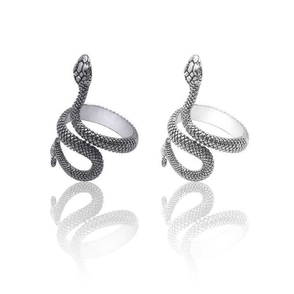 

ring fashion retro exaggerated spirit snake punk style adjustable opening snake-shaped student index finger trend jewelry, Golden;silver
