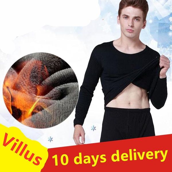 

men's thermal underwear sets winter warm thick fluff long johns men, Black;white