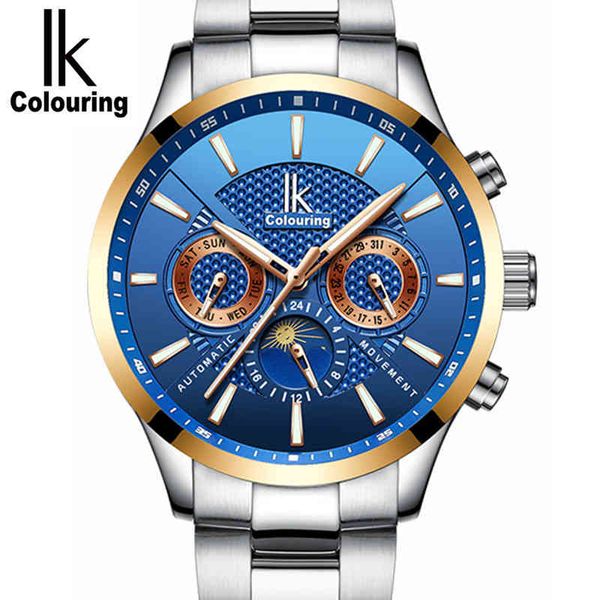 

i color watches for men stainless steel mechanical leather band gentlemen brand luxury clock, Slivery;brown