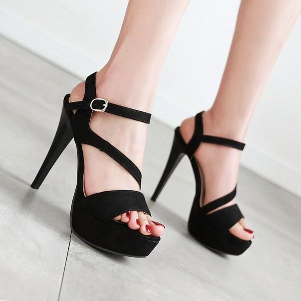 

summer fashion high heels women's sandals super waterproof platform party open toe shoes 12cm plus size 34-43, Black
