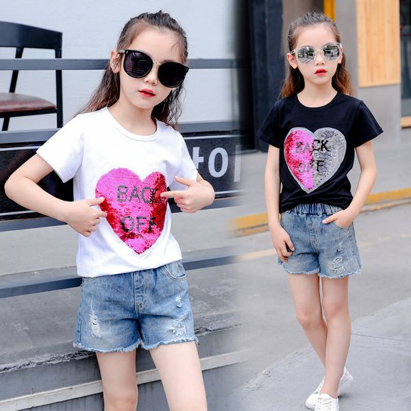 

t-shirts baby girls sequin shirt ops summer kids shirt girl -shirt clothes eenage op children change color shirts ebbd, Blue