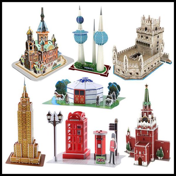 Classico puzzle fai da te puzzle 3D famoso in tutto il mondo modello architettonico puzzle giocattoli per bambini