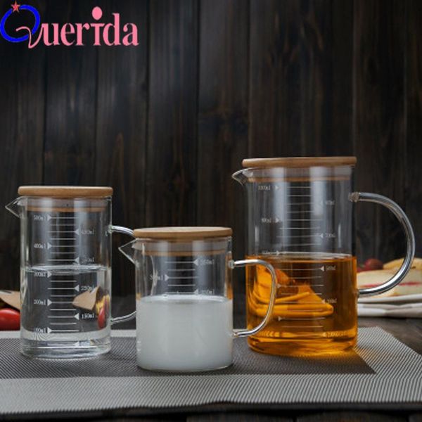 

wine glasses graduated heat-resistant measuring children's milk with a microwave transparent bamboo cover glass drinking my bottle
