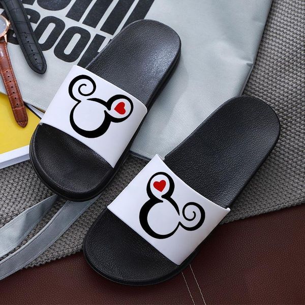

slippers cute mouse head women flip flops casual slides non-slip beach summer house, Black