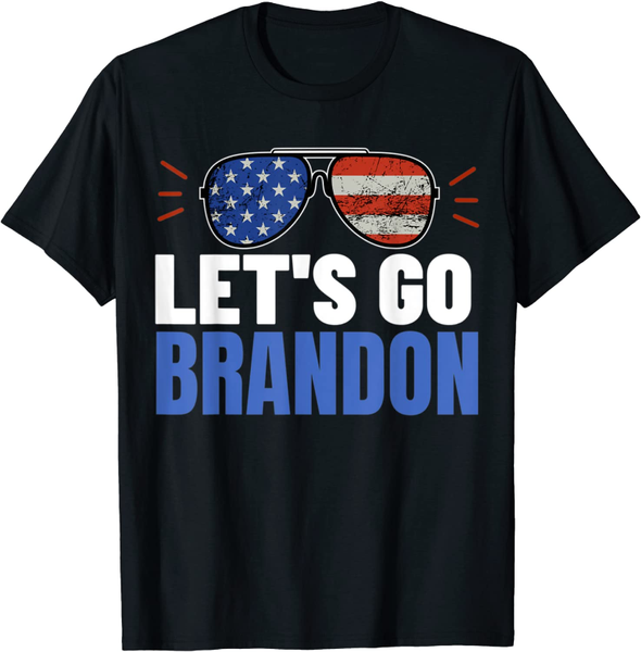 

men's t-shirts lets go brandon flag sunglasses funny club t-shirt, White;black