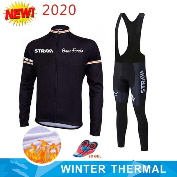 

racing sets 2021 strava cycling jersey set men pro team clothing long sleeve jacket suit mtb race uniform winter thermal fleece, Black;blue