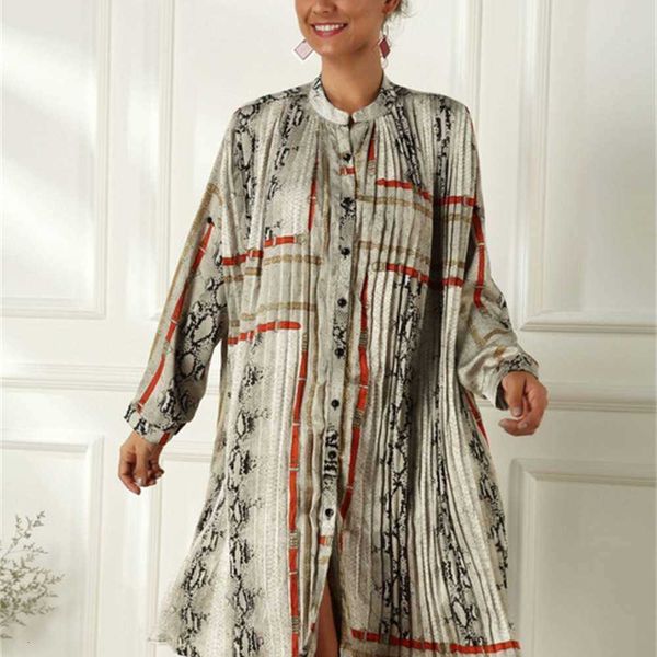 

dresses printed totem casual shirt with lapel and waistband, Black;gray
