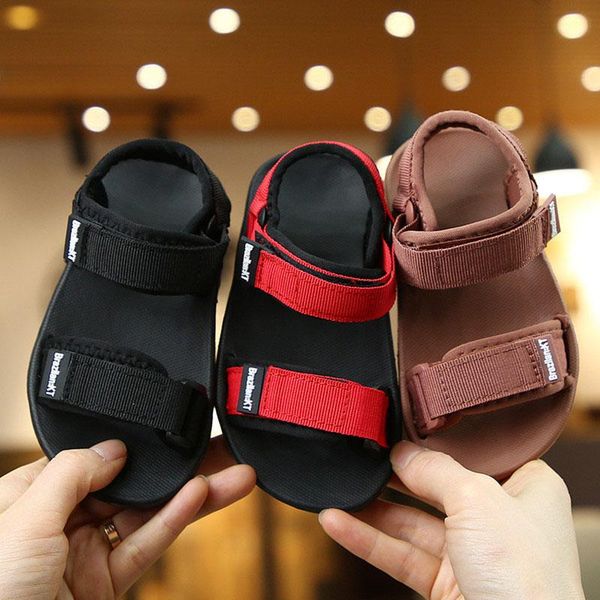 

sandals summer kids canvas solid color toddler girl boy shoes soft soled anti-slip children girls beach, Black;red