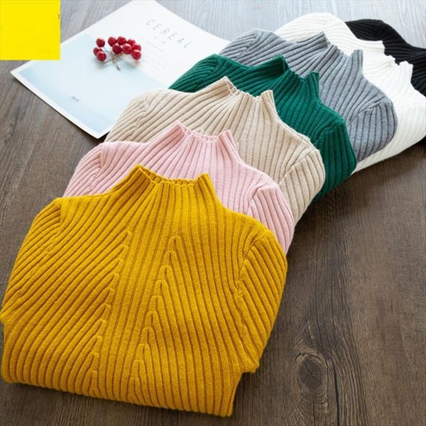 

winter children clothing girls sweater kids knitted sweaters solid outerwear baby girl boy pullovers, Blue