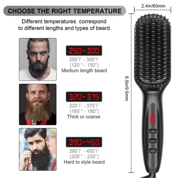 

hair brushes electric beard and straightener brush quick heating men straightening comb styling shaving tool, Silver