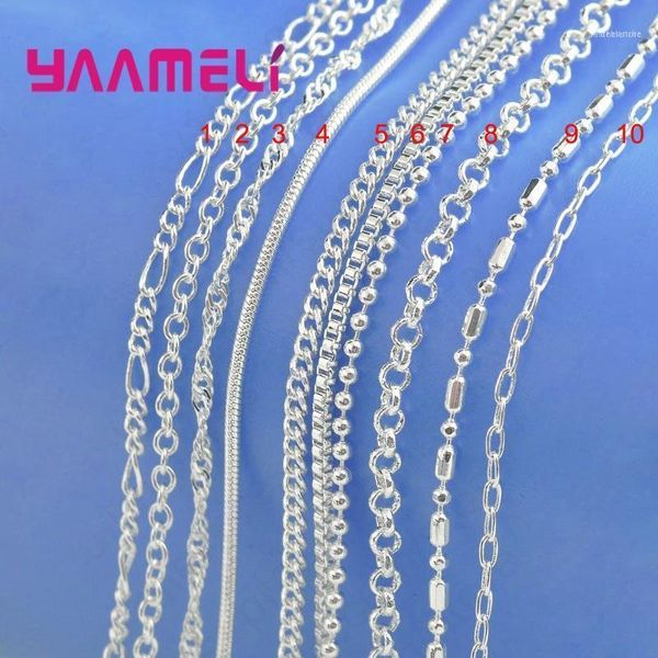 

chains genuine 925 sterling silver necklaces smooth lobster clasps for men women pendant fittings 16-30 inch width neck jewelry1