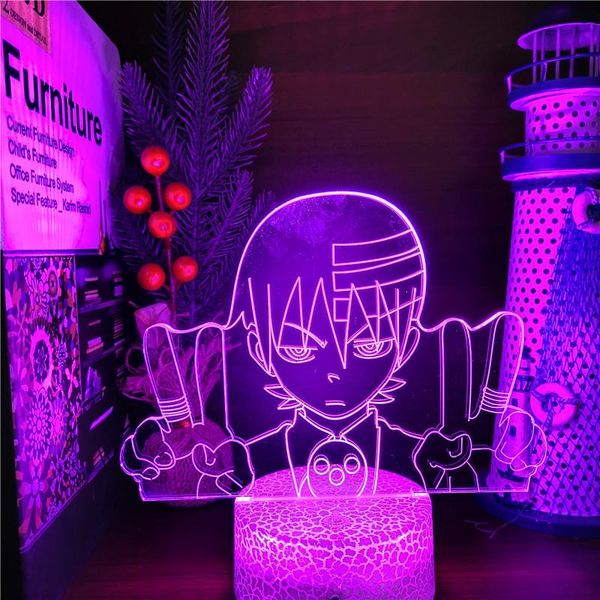 

night lights soul eater death the kid anime 3d visua lamp led light home decor nightlight kids bedside manga