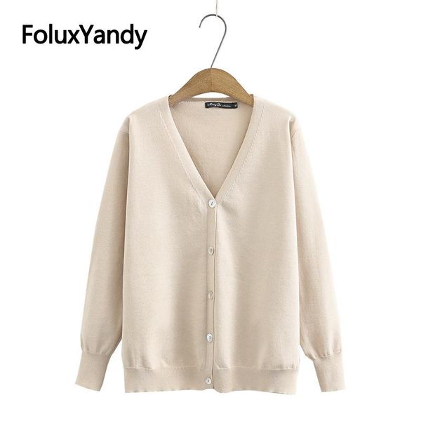

women's knits & tees spring cardigans knitted sweater plus size xxxl casual long sleeve v-neck cardigan black beige kkfy5408, White