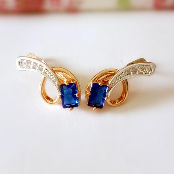 

flower shape fashion design square cubic zircon women earrings 585 rose gold color jewelery dangle & chandelier, Silver