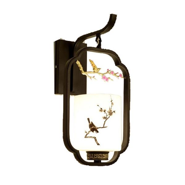 

wall lamp creative chinese flower bird modern living room bedroom bedside aisle stair tv background glass