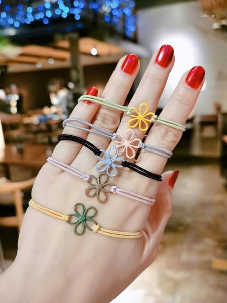 

hollow flower head rope thin small fresh hair tied rubber band ring1
