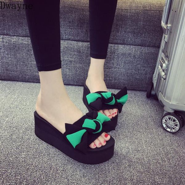 

slippers 2021 korean version of the wedge heel thick non-slip fashion outer wear bohemian flip-flops children, Black