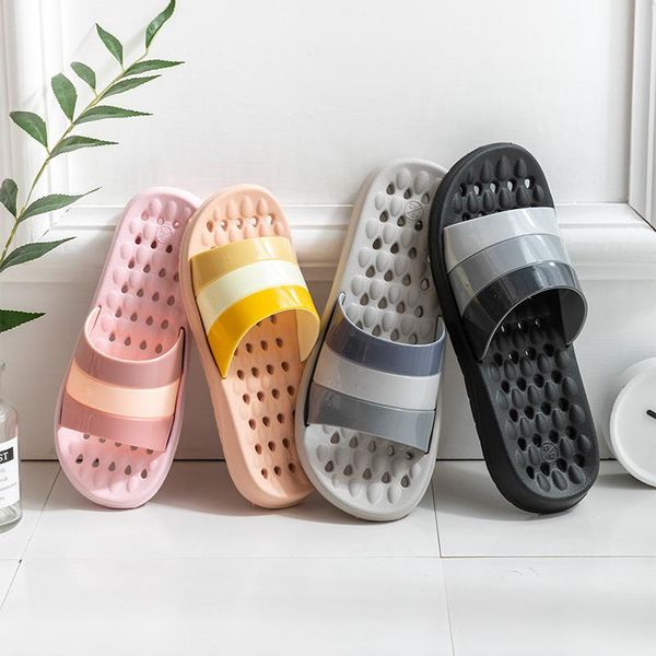 

dropship home household slipper eva soft anti-slip flip flops summer sandals men loafer slides bathroom slippers, Black