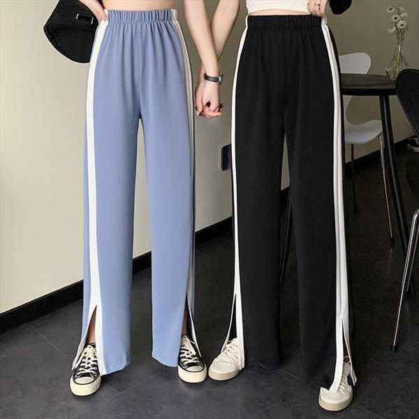 

autumn high waist casual women pants fashion side split loose jogger female streetwear trousers comfy sportwear, Black;white