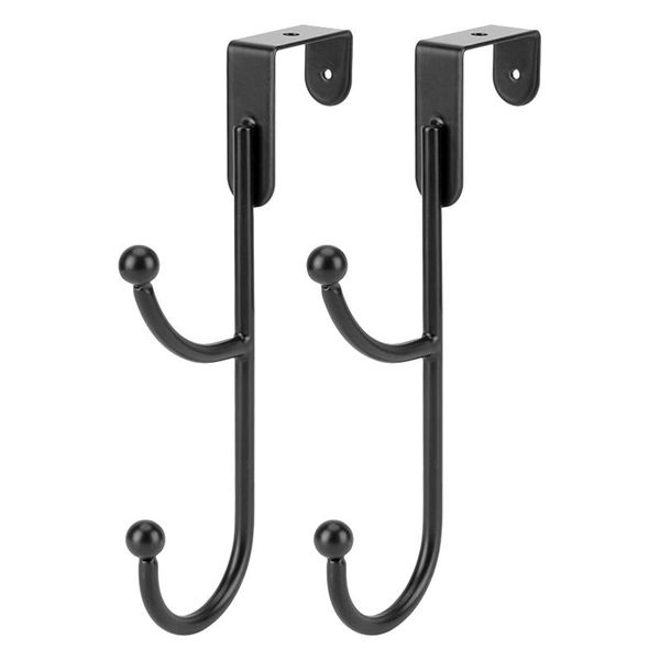 

bath accessory set 2pcs household hook over the door double hooks towel hanger bag storage rack drying without punching