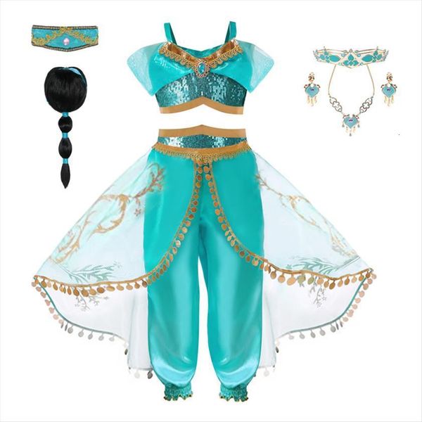 

girls arabian princess costume jasmine girl dresses for kids carnival children aladdin lamp fancy outfit birthday party up, Red;yellow