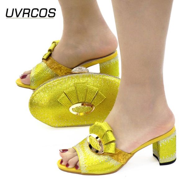 

dress shoes italian design slippers african selling nigeiran est yellow color party women sandal and bag set decorated with light, Black