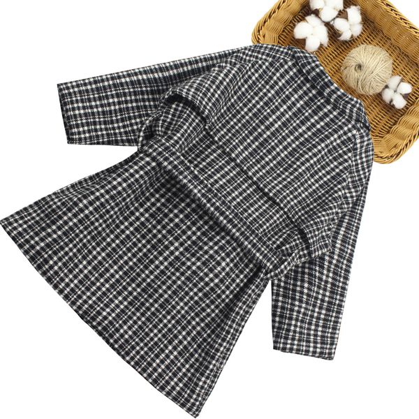 

girls long jacket coat plaid pattern girl coats kids 2022 new outerwear for children casual style childrens clothing girl, Blue;gray