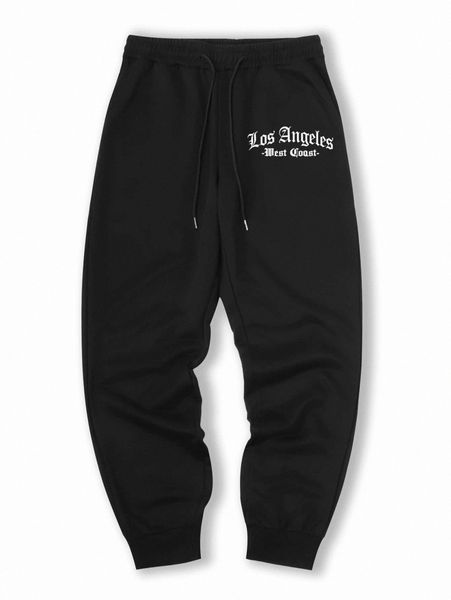 

romwe guys letter graphic sweatpants e7dq#, Black