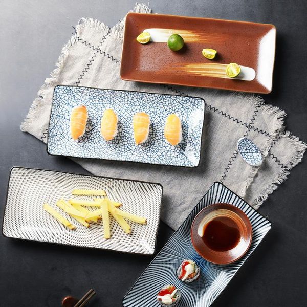 

dishes & plates geometric square fish dish ceramic glaze cuisine dinner tableware japanese style and ceramica wind sushi plate tarta set