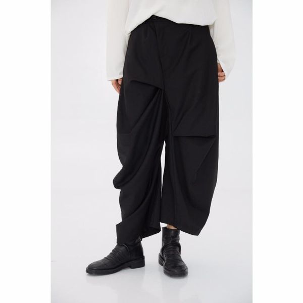 

men's pants 27-46 2021 men women's clothing gd hair stylist fashion fold asymmetry casual harem plus size singer costumes, Black
