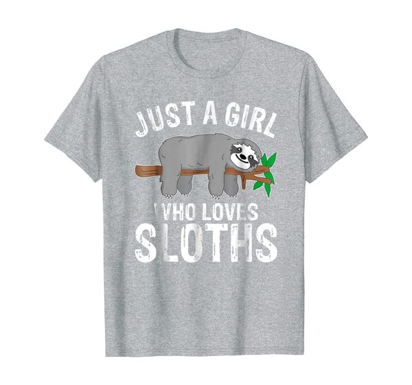 

girl who loves sloths funny womens gift t-shirt, White;black