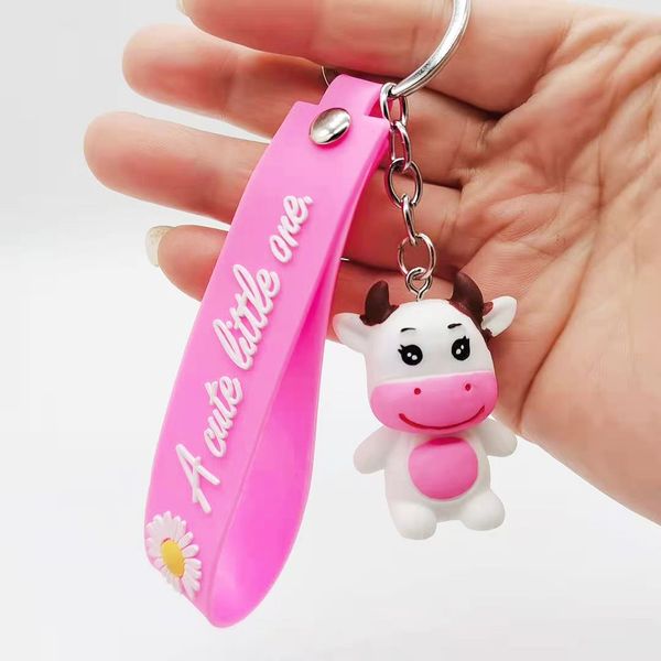 

2021 fashion keychain creative cartoon cow key ring, resin funiu bag, pendant, high spirited activity gift, Silver