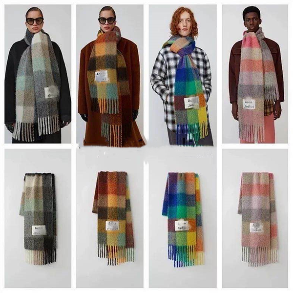 

women sacrf brand cashmere winter scarf scarves designer acne blanket scarves type colour chequered tassel imitated, Blue;gray